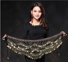 Load image into Gallery viewer, 1PC New Style Belly Dance Belt Newest Multi-color Glass Silk Velvet Dancing Belt Scarf Crystal BellyDance Waist Chain Hip Scarf
