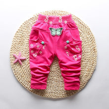 Load image into Gallery viewer, New Spring 100% cotton High-quality Cute Butterfly Embroidery Pattern Baby Girls Pants For 0-3 year Baby Girl
