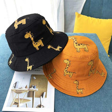 Load image into Gallery viewer, Modern Children's Bucket Hats Cartoon giraffe Sun Hat Girls Boys Outdoor Beach Hat Camping Fishing Cap For Girls and Boys
