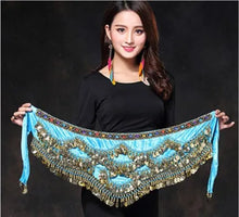 Load image into Gallery viewer, 1PC New Style Belly Dance Belt Newest Multi-color Glass Silk Velvet Dancing Belt Scarf Crystal BellyDance Waist Chain Hip Scarf
