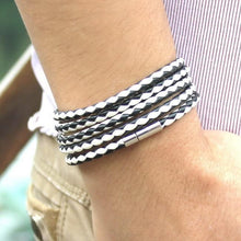 Load image into Gallery viewer, NEW Trendy Black Retro Wrap Long Leather Men Brecelets Bangles Fashion Sporty Chain Link Male Charm Bracelet
