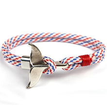 Load image into Gallery viewer, Fashion Whale Tail  Bracelets For Men And Women Charm  Survival Rope Chain  Bracelet Male Wrap Metal Hooks
