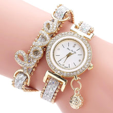 Load image into Gallery viewer, New Top Women Bracelet Watches Ladies Love Leather Strap Rhinestone Quartz Wrist Watch Luxury Fashion Quartz Watch For Women and Girls
