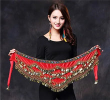 Load image into Gallery viewer, 1PC New Style Belly Dance Belt Newest Multi-color Glass Silk Velvet Dancing Belt Scarf Crystal BellyDance Waist Chain Hip Scarf

