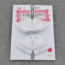 Load image into Gallery viewer, Luxury New Baby Hair Bow Flower Headband Silver Ribbon Hair Band Handmade Hair Accessories Bow for Children
