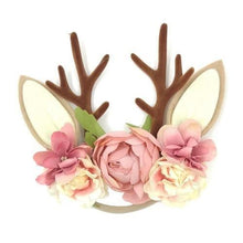 Load image into Gallery viewer, Luxury Christmas Antler Baby Girl Headbands Hair Accessories Xmas Deer Ear Flower Crown Hairband for Newborn Baby
