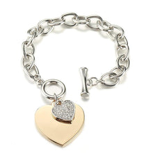 Load image into Gallery viewer, Gold Love Heart Charm Bracelets For Women Accessories Silver Color Link Chain Bracelets &amp; Bangles Trendy Jewelry Design

