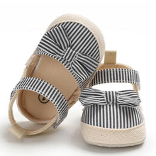 Load image into Gallery viewer, Newborn Infant Baby Summer Shoes Soft Crib Shoes Infants Anti-slip  Striped Bowknot Pre Walker Sandals
