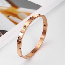 Load image into Gallery viewer, Rose Gold Women's Bracelets Crystal Bangles for Women Bohemian Stainless Steel Fashion Jewelry Love Valentines Day Gift
