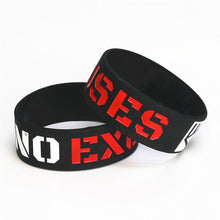 Load image into Gallery viewer, Silicone Wristband Black Motivation No Excuses Modern Wide Sports Activities Rubber Bracelets &amp; Bangles For Man and Women
