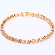 Load image into Gallery viewer, Luxury 4mm Diamond Shiny Elegant Cubic Zirconia Tennis Bracelets Iced Out Chain Crystal Wedding Bracelet For Women and Men In Modern Gold Silver and Colorful Design
