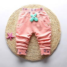Load image into Gallery viewer, New Spring 100% cotton High-quality Cute Butterfly Embroidery Pattern Baby Girls Pants For 0-3 year Baby Girl
