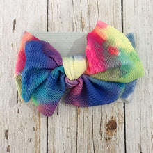 Load image into Gallery viewer, Modern Luxury Newborn Large Bow Cotton Rainbow Print Headwrap Baby Girl Fabric Messy Bow Turban Headband
