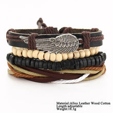 Load image into Gallery viewer, BOHO Tibet Stone Feather Multilayer Leather Bracelet Eye Fish Charms Beads Bracelets For Men Vintage Punk Wrap Wristband Cool Jewelry
