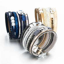 Load image into Gallery viewer, Handmade Luxury Fashion Modern Amazing Charm Pearl Life of tree Leather Bracelets For Women And Man
