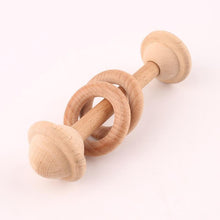 Load image into Gallery viewer, Modern Wooden Rattle Beech Bear Hand Teething Wooden Ring Baby Rattles Play Educational Toys For Kids
