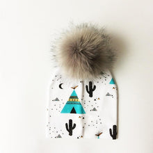 Load image into Gallery viewer, Luxury Modern Unique Toddler Boys and Girls Cartoon Printing Cotton Pompom Cap For Baby Beanie Hat With Pompon For Kids
