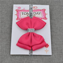 Load image into Gallery viewer, Luxury New Baby Hair Bow Flower Headband Silver Ribbon Hair Band Handmade Hair Accessories Bow for Children
