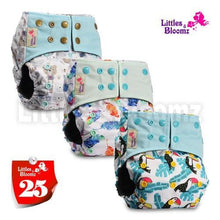Load image into Gallery viewer, Modern Luxury Printed Washable Real Cloth Pocket Nappy,3 nappies/diapers Set For Girls and Boys Baby In Elegant Style
