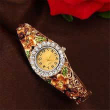 Load image into Gallery viewer, Elegant  Watch Gold Luxury Women Watch Colorful Abstract Enamel Paint Crystal Rhinestone Bangle Wristwatches Bracelet Watch For Women Ladies and Girls
