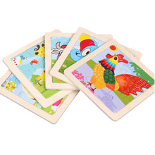 Load image into Gallery viewer, 10pcs Of Wood Puzzle Baby Young Children Early Lessons Learned Intelligence Cartoon Animal Puzzle Wooden Toys Education Puzzles
