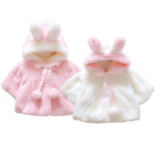 Load image into Gallery viewer, Winter Baby Girls Fur Warm with Cute Rabbit Ears Cloak Coat In Elegant Modern Style For Baby Girls
