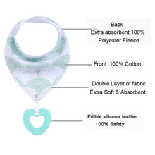 Load image into Gallery viewer, 100% Organic Cotton Super Absorbent And Soft Unisex Baby Bandana Drool Bibs And Teething Toys For Newborn
