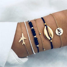 Load image into Gallery viewer, Luxury Modern  Gold Crystal Circle Arrow Bracelets Set for Women In Bohemian Pink Opal Adjustable Charm Bracelet Jewelry Style for Women and Ladies
