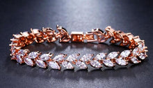 Load image into Gallery viewer, Luxury Diamond Shiny Fashion Charm AAA Cubic White Zircon Four Colors Leaf Jewelry Bracelets For Woman Elegance Wedding Party Gift
