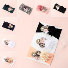 Load image into Gallery viewer, Luxury Handamde Pearl Baby Kids Fashion Headbands Nylon Flower Girl Hairband Pearl Turban Soft Bow
