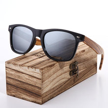 Load image into Gallery viewer, Luxury Handmade Polarized Handmade Bamboo Wood Universal Sunglasses In Zebra Wood Style  Vintage Wooden Frame Male Driving Sun Glasses Shades Gafas With Box and UV400Protection
