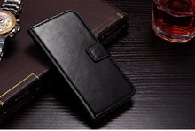 Load image into Gallery viewer, For iPhone X Case Cover for iPhone 8 7 6 6S Plus 5 5S 5SE Luxury PU Leather Flip Wallet Phone Cases Black Simple Card Holder With Magnetic Button Flip Leather Cover
