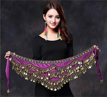 Load image into Gallery viewer, 1PC New Style Belly Dance Belt Newest Multi-color Glass Silk Velvet Dancing Belt Scarf Crystal BellyDance Waist Chain Hip Scarf
