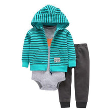 Load image into Gallery viewer, Modern Popular New Set Baby Cotton Long Sleeve Hooded Jacket Pant And Rompers For Newborn Outfits Unisex Clothing
