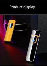 Load image into Gallery viewer, Luxury Modern USB Charging Electronic Lighter Windproof Slim Man Colorful Cigarette Lighter WIth Touch Sensor And Dragon Gravure Excellent for Gift
