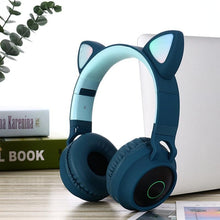 Load image into Gallery viewer, STEVVEX New Luxury Interesting LED Cat Ear Noise Cancelling Headphones Bluetooth 5.0  For Young People and  Kids Headset Support TF Card 3.5mm Plug With Mic
