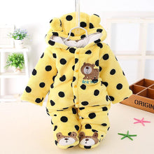 Load image into Gallery viewer, Modern Winter Baby  Bear Animal Costume Hooded Romper Warm Flannel Plush Jumpsuit For Girls and Boys
