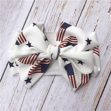 Load image into Gallery viewer, Modern Luxury Newborn Large Bow Cotton Rainbow Print Headwrap Baby Girl Fabric Messy Bow Turban Headband
