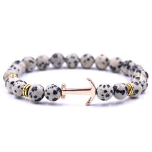 Load image into Gallery viewer, Modern Color Natural Stone Amazing Anchor Elegant Bracelet Nice Arrow White Black Onyx Lava Beads Luxury Bracelets For Women And Men Jewelry
