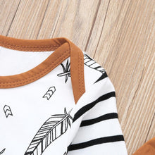 Load image into Gallery viewer, Modern Babz Pajamas Winter Baby Boy / Girl Clothing Feather T shirt Tops Striped Pants Outfit For Kids
