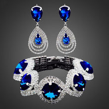 Load image into Gallery viewer, Luxury Woman Elegant Wedding Bridal Jewelry Sets For Women Rhinestone Austrian Crystal Jewelry Set Bracelet Earrings Set
