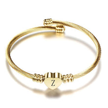 Load image into Gallery viewer, New Fashion Elegant Girls Gold Color Luxury Stainless Steel Heart Bracelet Bangle With Letter Fashion For Woman
