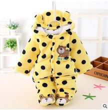 Load image into Gallery viewer, Modern Winter Baby  Bear Animal Costume Hooded Romper Warm Flannel Plush Jumpsuit For Girls and Boys
