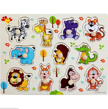 Load image into Gallery viewer, Kid Early Educational Table With Shapes of Vegetables and Animals Baby Hand Grasp Wooden Puzzle Toy Alphabet And Digit Learning Education Child Wood Toy
