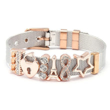 Load image into Gallery viewer, Fashion Stainless Steel Woman and Men Bracelet Mesh Bracelet Set Crystal Heart Anchor Charm Fine Bracelet Bangle For Female Lover
