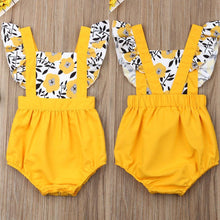 Load image into Gallery viewer, Summer Newborn Baby Girl Clothes Fly Sleeve Sunflower Print Romper Jumpsuit One-Piece Outfit  For Girls
