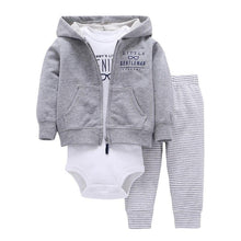 Load image into Gallery viewer, Modern Popular New Set Baby Cotton Long Sleeve Hooded Jacket Pant And Rompers For Newborn Outfits Unisex Clothing

