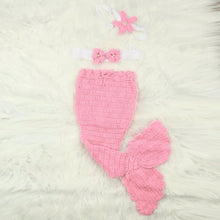Load image into Gallery viewer, Baby Hat Mermaid Newborn Photography Props Girls Crochet Knitted Cap Hand-woven In Modern New Princess Design
