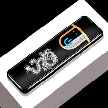 Load image into Gallery viewer, Luxury Modern USB Charging Electronic Lighter Windproof Slim Man Colorful Cigarette Lighter WIth Touch Sensor And Dragon Gravure Excellent for Gift
