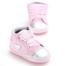 Load image into Gallery viewer, Infant Newborn Baby Girls Dots Heart Autumn Lace-Up First Walkers Sneakers Cotton Soft Sole Shoes For Girl

